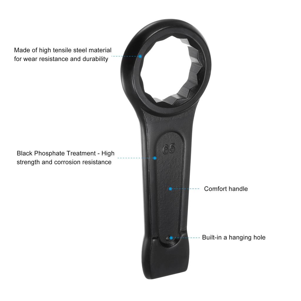 Uxcell 65mm Box End Ring Type High Strength Steel Single Head Hand Tool Wrench, Wrench,