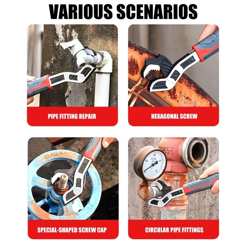 4Pieces Adjustable Auto Locking Wrench Pipe Clamp Wrench With 6/8/10/12Inch Size For Plumbing Mechanical Home Repair