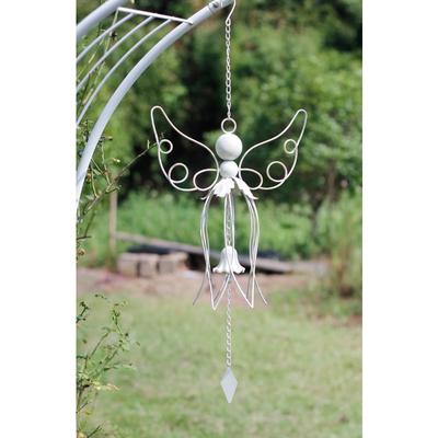 Blanc Antique Bleu Fer Grande Ange Carillon Éolien Européen Maison Jardin Décor Métal Fleur Fée Suspendu Cloche à Vent Extérieur Décoratif