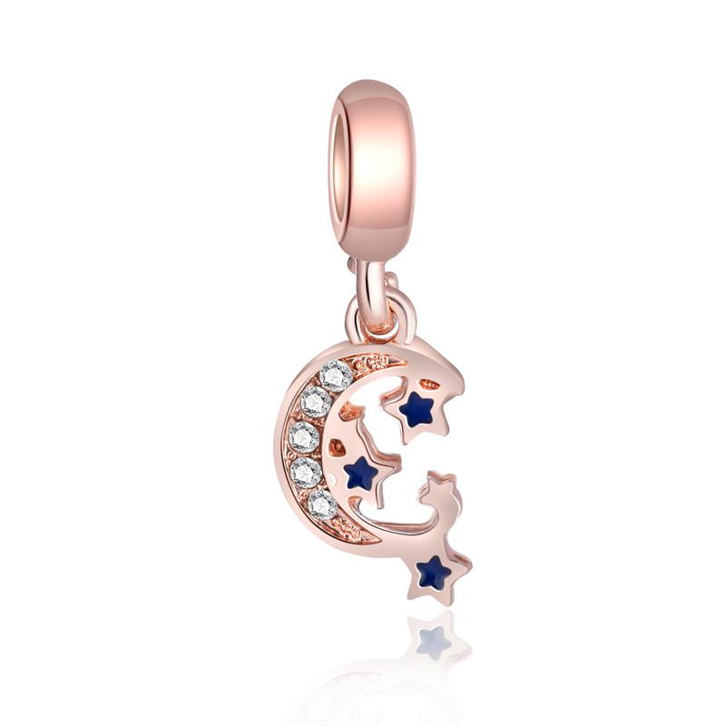 Luxury Rose Gold Plated Crystal Flower Animal Love Heart Charms Beads Fit Original Bracelet DIY Pendants for Jewelry Making