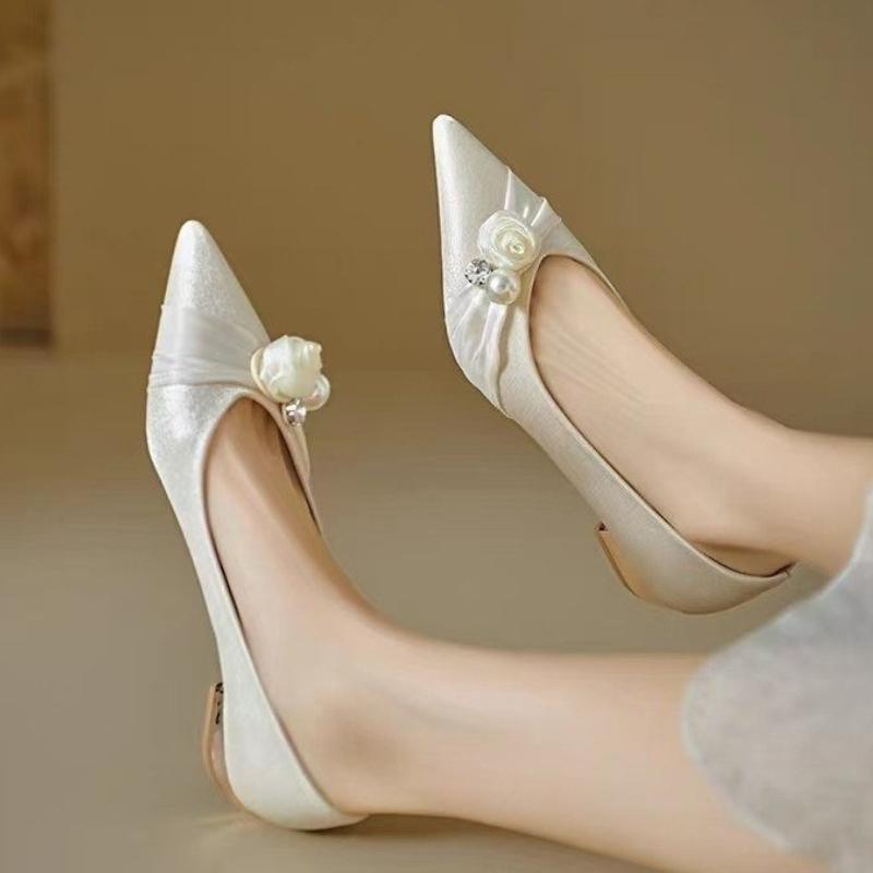 Fashion Elegant Women's Loafers Fashion Wedding Party Woman Causal Dress Flat Shoes Pointed-toe Versatile Ladies Flower Ballet Shoes