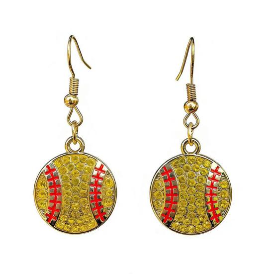 

1 Pair Hook Earrings Rhinestone Inlay Football Theme Design Drop Earrings Sports Style Jewelry Gift Everyday Wear D