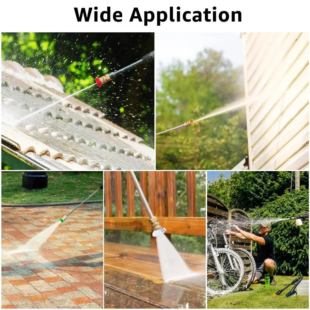 5Pcs 1/4" Quick Connect Garden High Pressure Washer Spray Nozzle 0 15 25 40 65 Degree Watering Soap Nozzle Tip Garden Cleaning