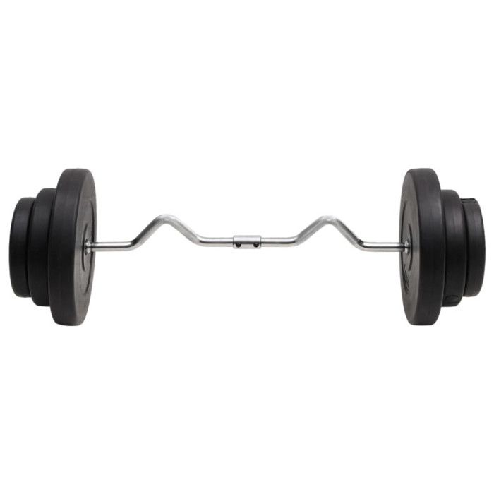 3145019 vidaXL Wavy Barbell Bar with Plates 60 Kg