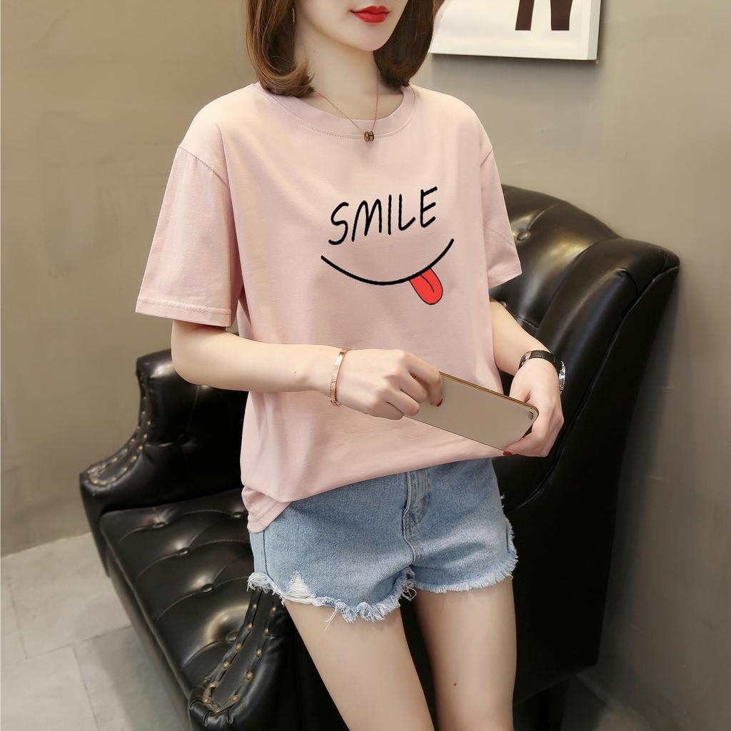 Harajuku funny letter print Short Sleeve T-shirts Women Summer pure cotton Casual loose student T Shirt Women's Y2k Tops
