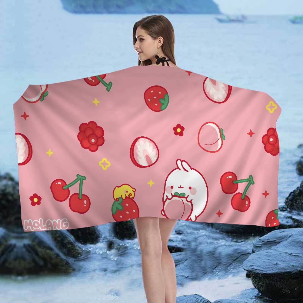 Cute White M-Molangs Rabbit Microfiber Beach Towel Absorbent Quick dry Soft Yoga Swimming Resort Mountain Climbing Towel