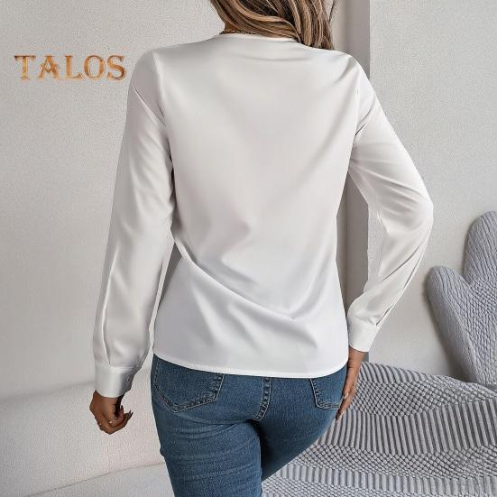 Dámské topy s vrstvami, výstřihem do V a dlouhým rukávem, jednobarevné, volný střih, ležérní topy, prodyšné, pro každodenní nošení