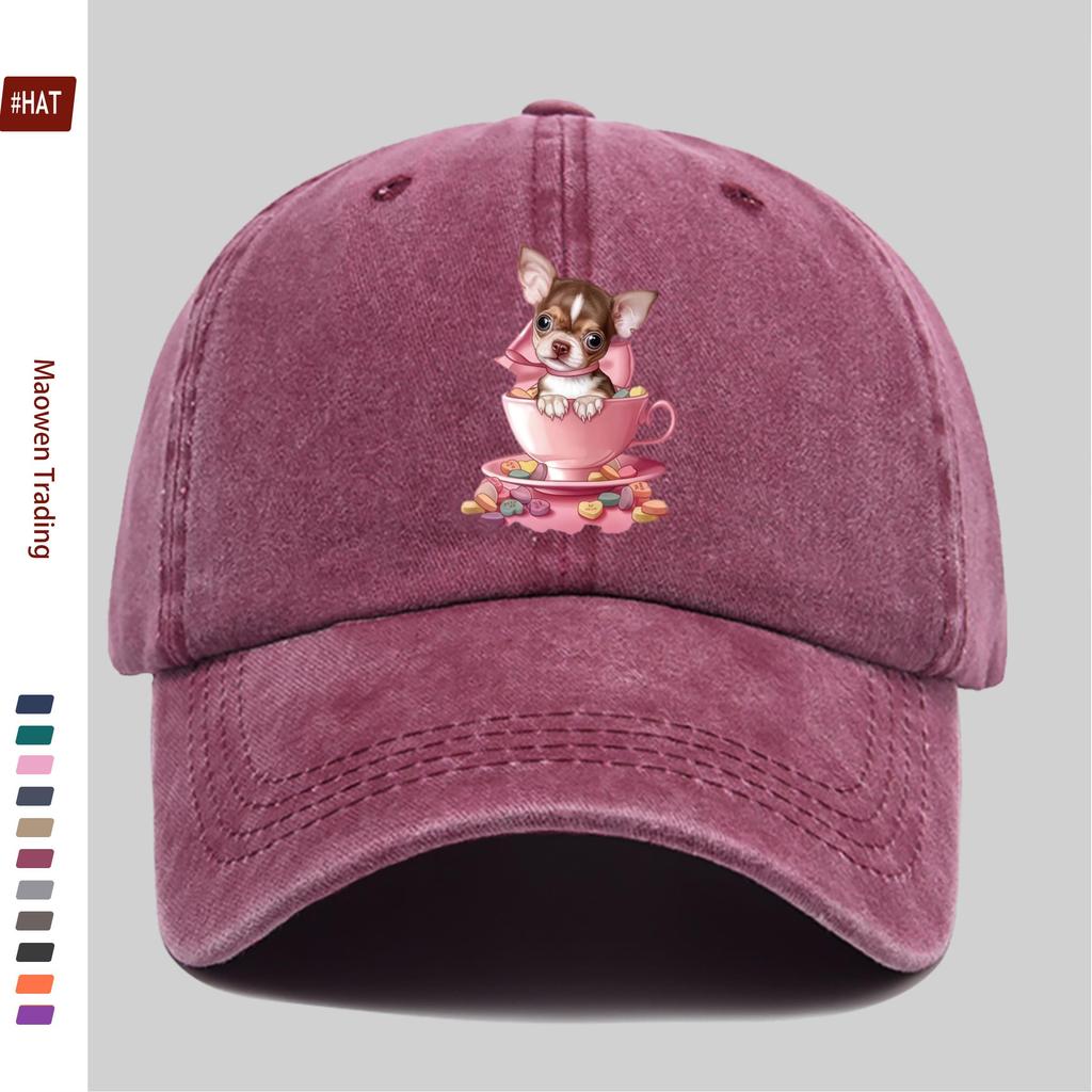 pc Cute Dog with Bow Print Baseball Cap Comfortable Fashionable Casual Decorative Hat Trendy Lightweight Accessory Adjustabl