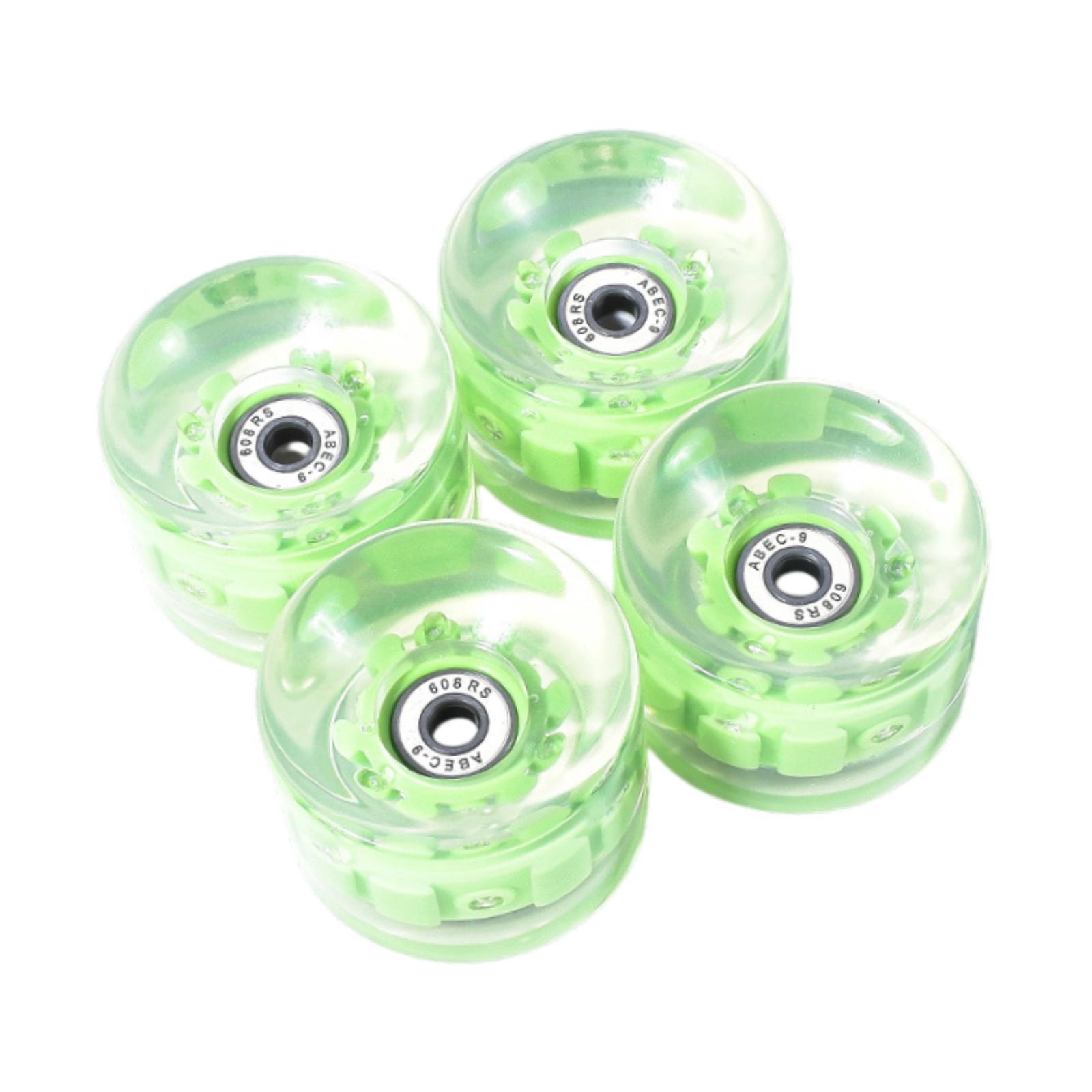 

4x Skateboard Wheels with Abec-9 608RS Bearings Repair Parts Clear PU Luminous Smooth Flash Light up Longboard Wheels Rollers