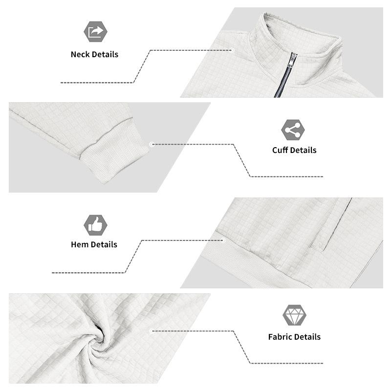 Half-zip Sweatshirt for Men Autumn/Winter Jacquard Small Check Pattern Stand-up Collar Casual Pullover Large Size Sweatshirt