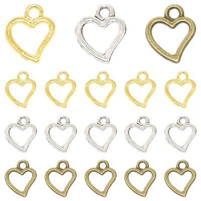 Handmade Retro Alloy Heart Jewelry: Mini Pendants, Vintage Necklaces, Bracelets, Earrings Charms