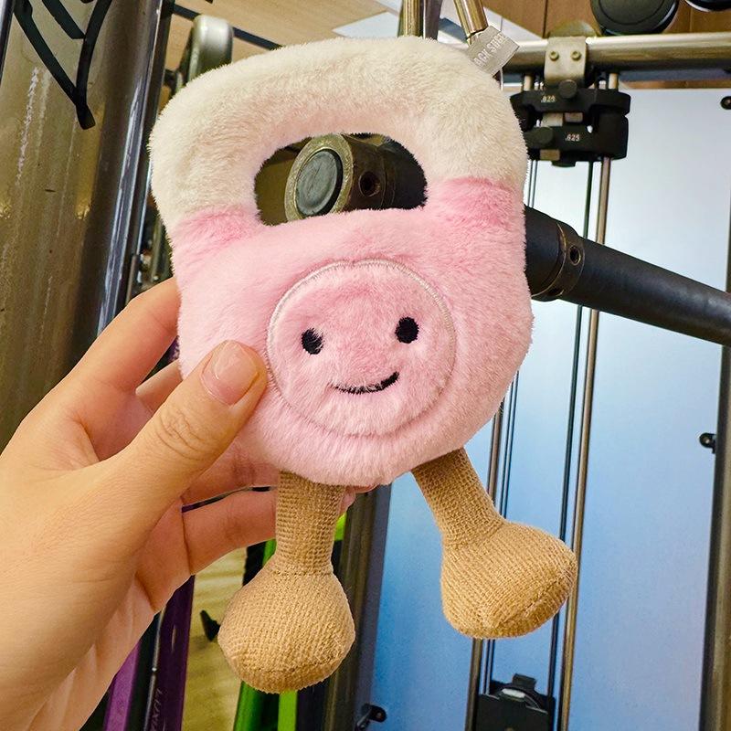 Creative Simulation Fitness Tools Dumbbell Kettlebell Barbell Pendant Plush Toy Bag Pendant Decoration Doll Gift