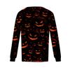 Women's Casual Long Sleeve T-Shirt Pleated Round Neck Halloween Pumpkin Print Top Lightweight Comfortable Fit