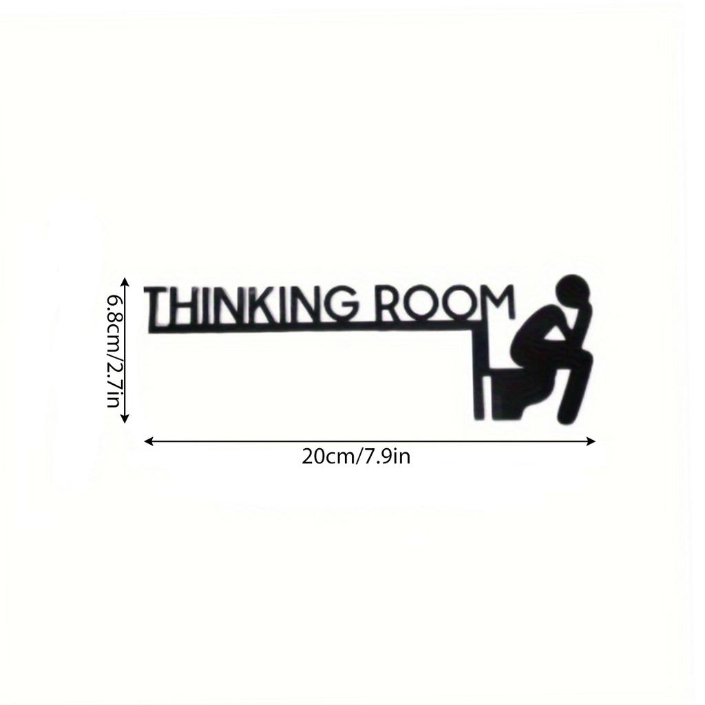 1Pc Thinking Room Interesting Toilet Door Metal Logo, Interesting Home Bathroom Logo, Interesting Bathroom Door Decoration Black Logo, Home De