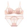 Set di Lingerie Orecchie da Coniglio in Pizzo Francese per Donne Plus Size - Design Minimizzante a Mezza Coppa per un Look Elegante
