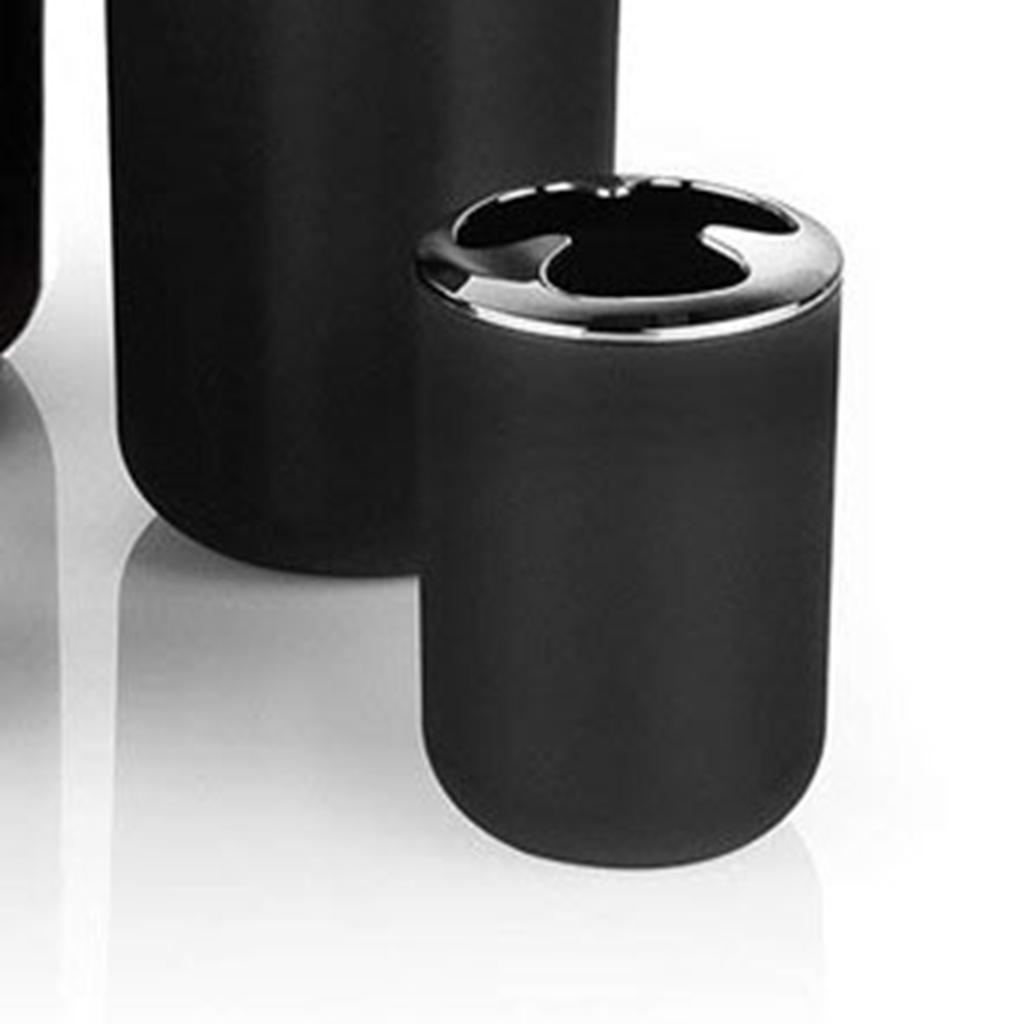 Mülleimer Zahnbürstenhalter Set Toilettenbürste Seifenschale Lotion Spender Schwarz Hotel Badezimmer