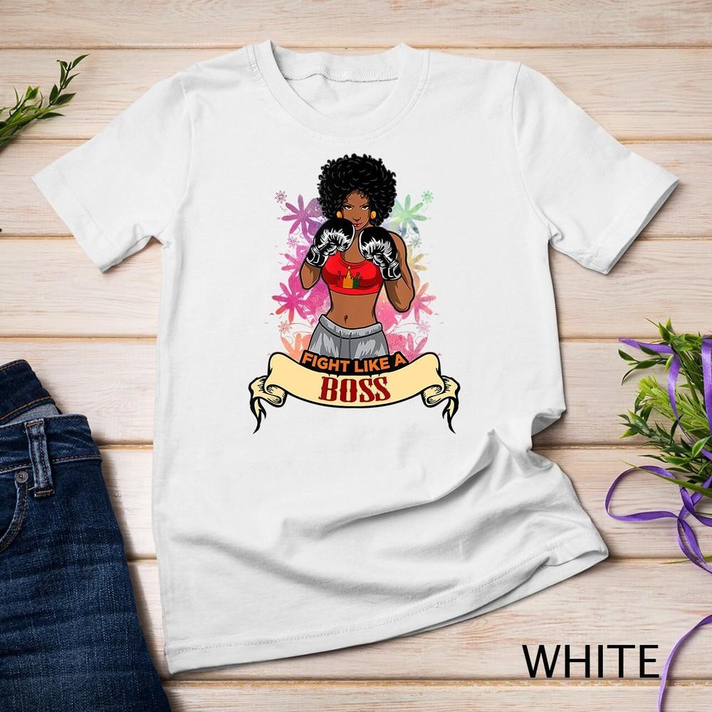 

Empowered Black Woman Boxing Magic Kickboxing Girl Fitness Unisex T-shirt 4XL