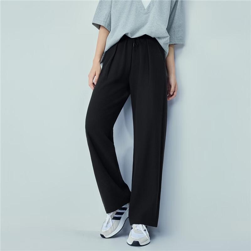 Giordano Women's Waffle Wide-Leg Drawstring Sweatpants