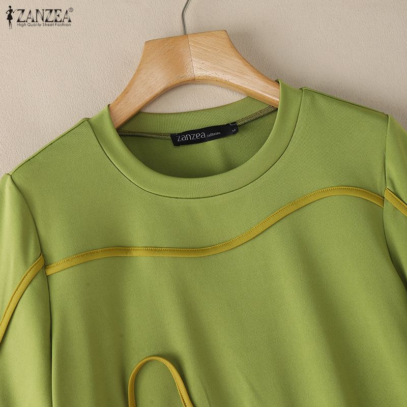 ZANZEA T-shirts décontractés pour femmes à col rond, coupe ample, manches courtes