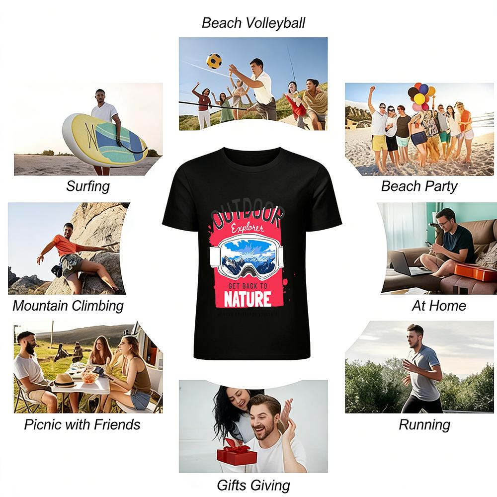 Outdoor Explorer Back To Nature Ski Goggles Graphic Casual Tee Pure Cotton T-shirt