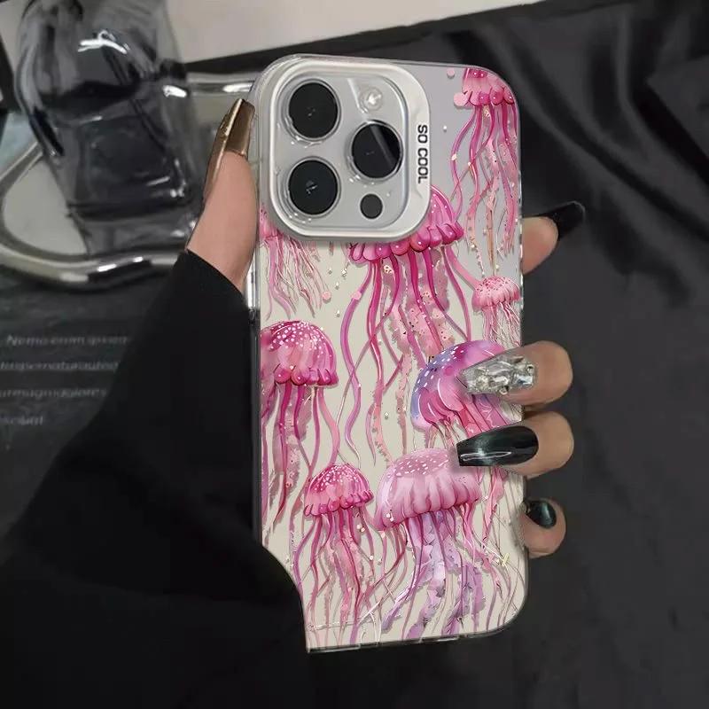 Rosa Quallen Handyhülle Für IPhone 16 16E 15 14 13 12 11 Pro Max Transparente Hülle Für Iphone 16 16E 15 14 13 12 11 Hülle