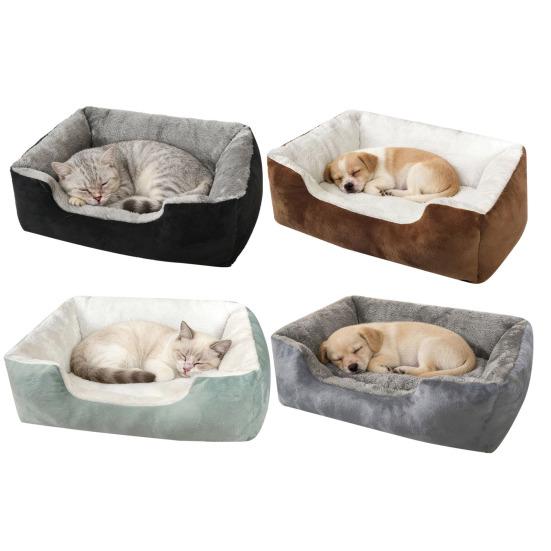 Rectangle Pet Bed Cozy Cat Orthopedic Sofa Bed Warm Plush Dog Calming Bed for Cats Dogs Multiple Sizes Colors