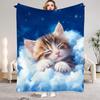1Pc Digital Printed Catthemed Flannel Blanket Mattress Cover Blanket for Family BedsSofasOfficesOutdoor Camping