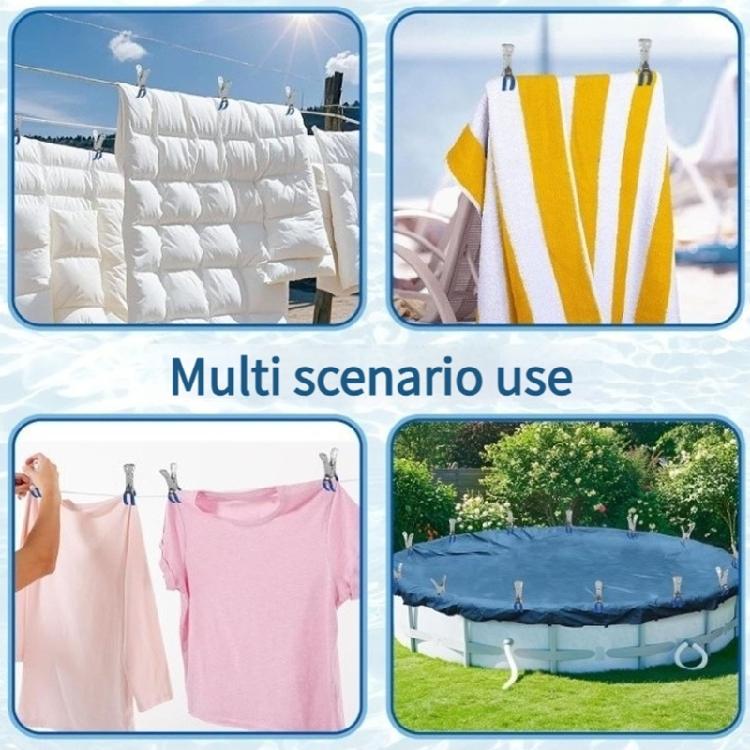 10 Pezzi Clip Antivento per Piscine Robuste Gancio in Acciaio Inossidabile Morsetti a Molla Elementi di Fissaggio con Manico in Plastica