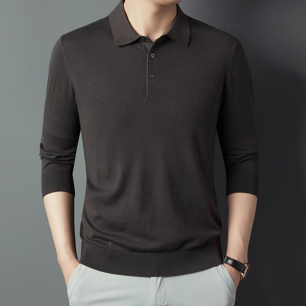 Men's Luxury Wool Sweater - Autumn/Winter Warm Casual Knit Shirt with Velvet Collar
