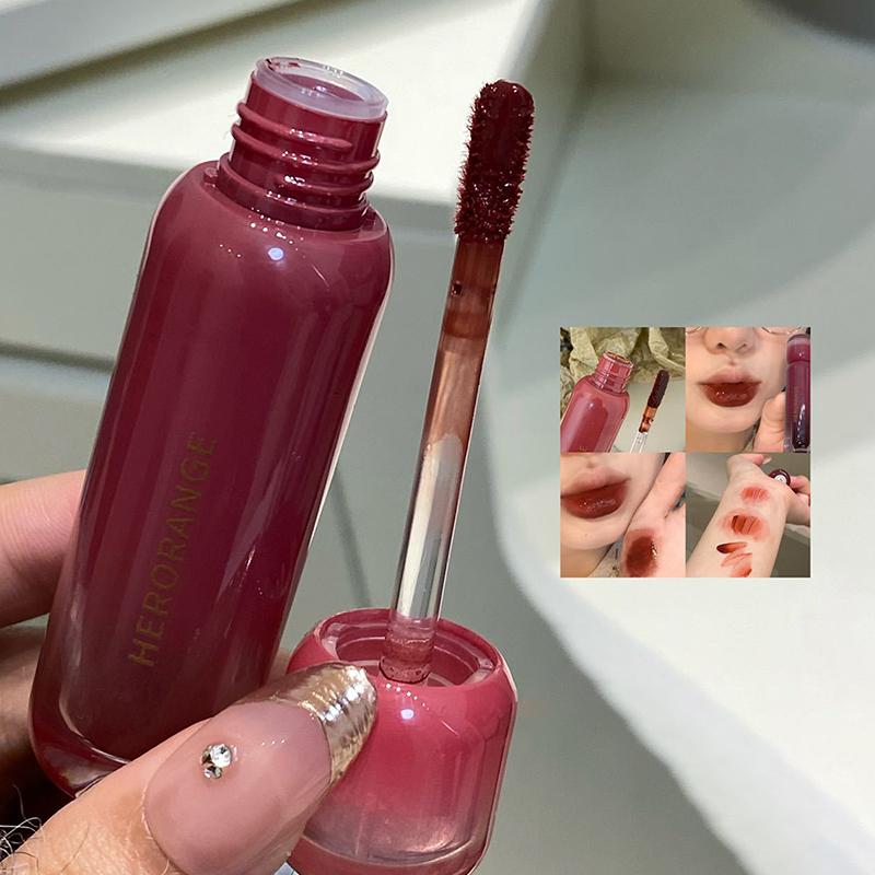 Herorange Brillo de Labios Espejo Agua Brillo de Labios Líquido Hidratante Labial Tinte Transparente Maquillaje Cosméticos Mujeres Coreanas