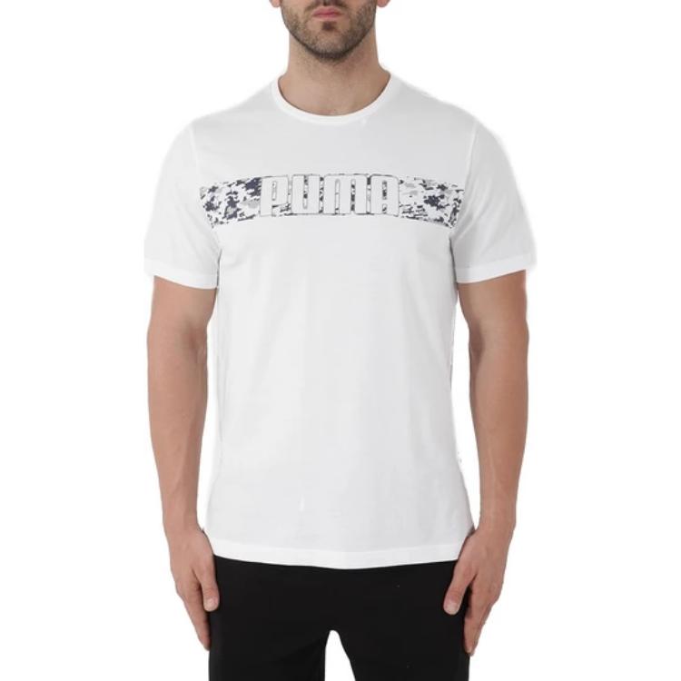 Puma Solid Color Crew Neck Loose Short Sleeve T-Shirt Men Tops White 594955-02