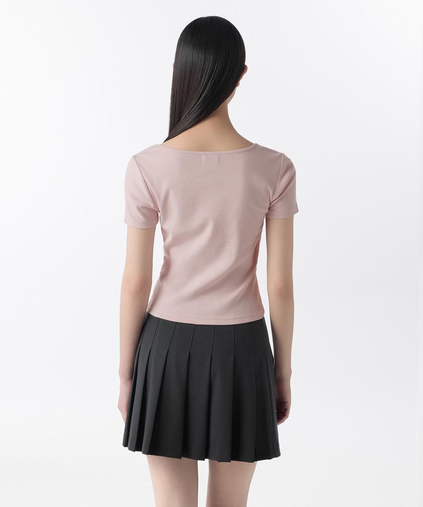 MUSINSA STANDARD WOMAN Women'S Slim Square Neck T-Shirt [Desert Pink]