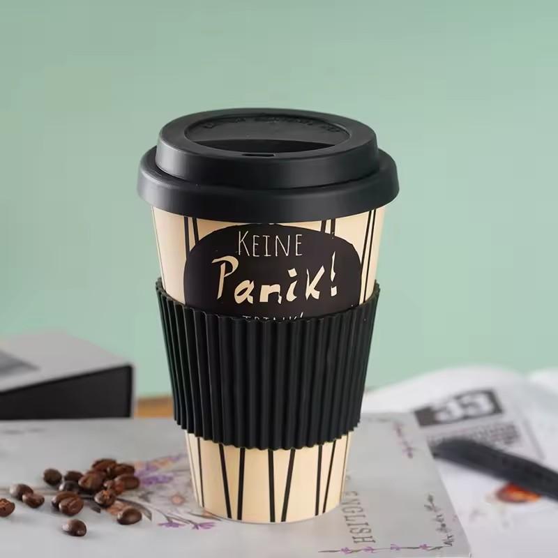 

Heat Resistance Reusable Bamboo Fibre Coffee Cup Creative Fashion Coffee Tea Mug Wheat Straw Travel with Silicone Lid Mugs 400ml 400ml