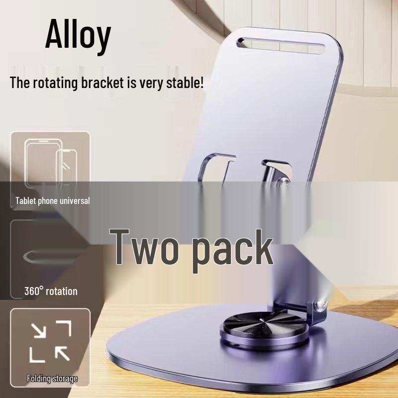 Universal All-Metal Rotating Phone and Tablet Stand with Foldable Design for Desktop Use During Live Streaming