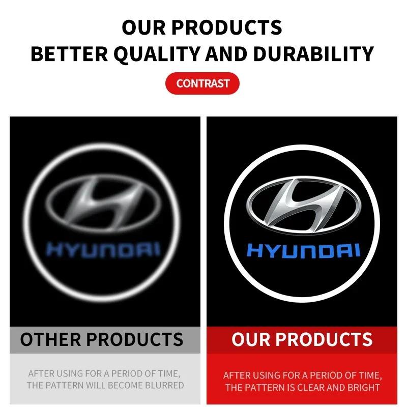 2pcs Car LED Welcome Light Door Logo Courtesy Light Ghost Shadow Lamps For Hyundai Sonata 8 SONATA 9 VI (YF) Elantra santa fe
