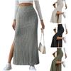 Spring Summer Side Split Slim Fit Knitted Skirt Women Solid Elegant High Waist Skirts Female Fashion Casual Office Lady Skirt 24147