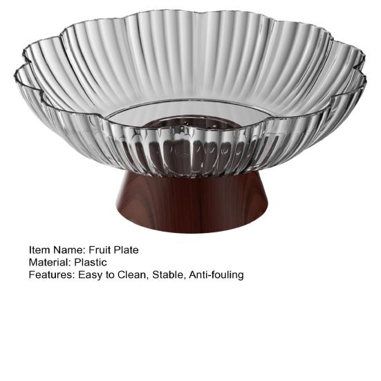 Vintage Petal Fruit Bowl Large Capacity Plastic Serving Tray for Snacks Nuts Candy Transparent Fruit Dish for Living Room Coffee