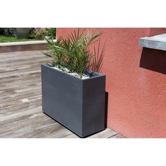 Muret Loft L Planter - EDA - Graphite - 46 L - Indoor / Outdoor - Graphic Decor - 78.5 X 29.5 X H. 60 Cm - Anthracite Grey