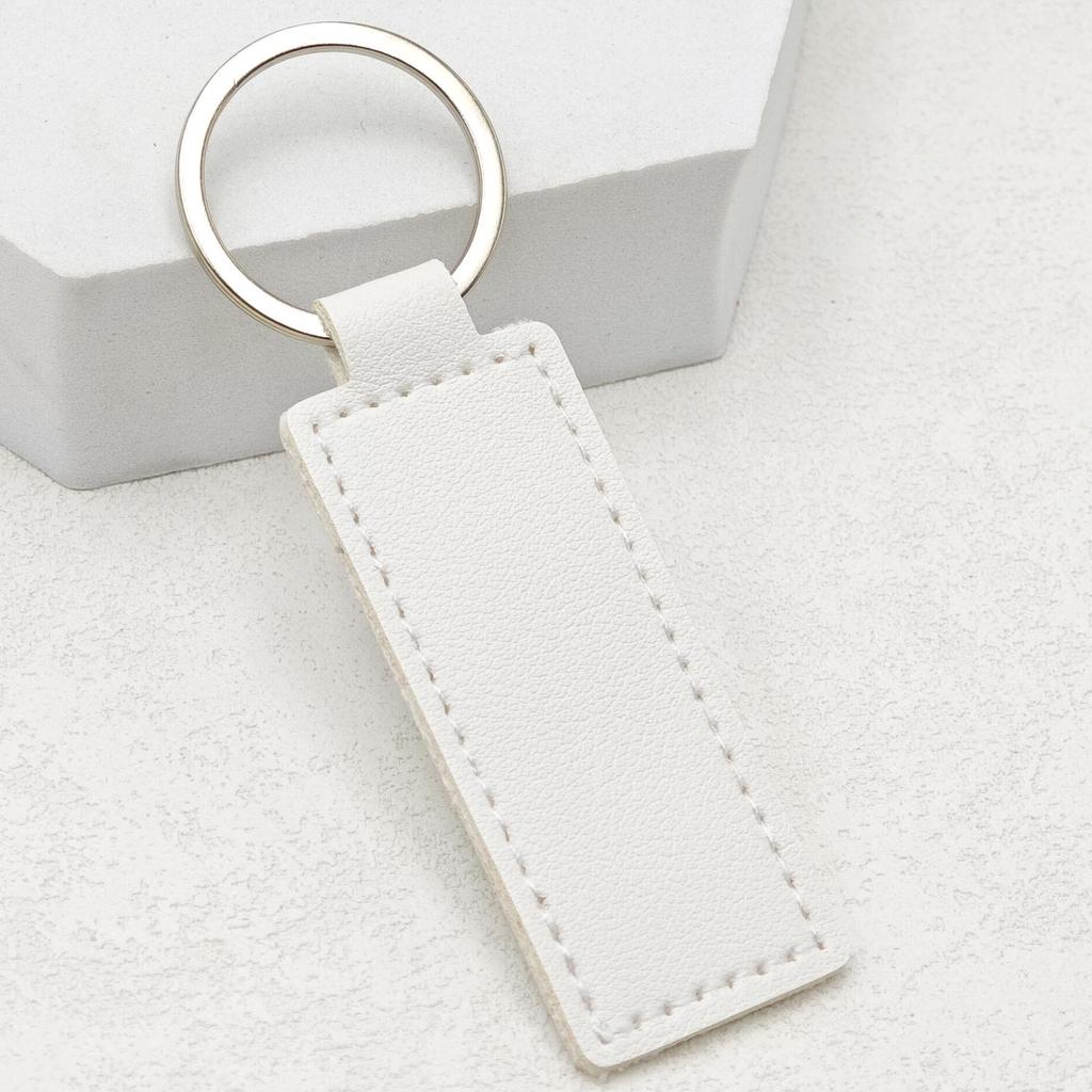 Creative Solid Color PU Leather Keychain with Double-Sided Stitching - DIY Keyring Loop Gift or Bag Pendant