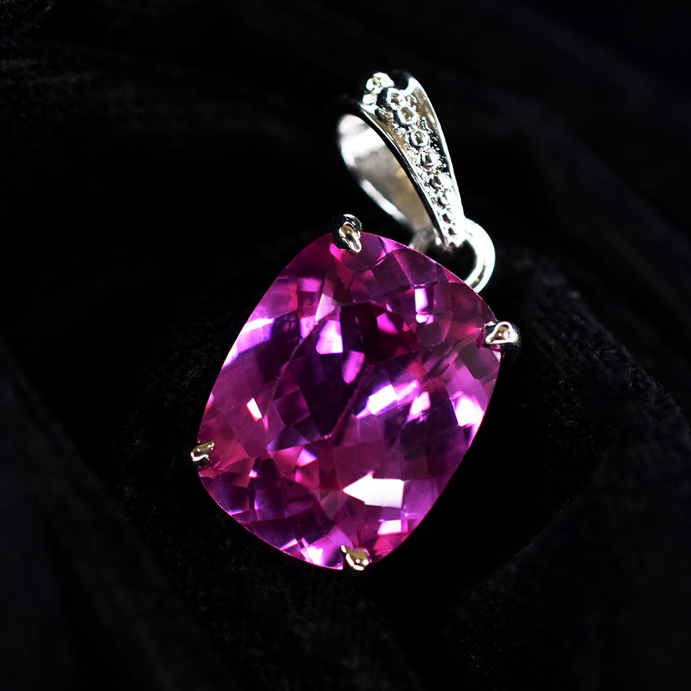 Natural Pink Tourmaline Pendant 925 Sterling Silver 22 ct Gemstone October Birthday Birthstone