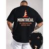European Size Men'S Double-Sided Printed T-Shirt Featuring The Slogan of Montreal, with Vintage Landmark Elements, a Loose And Casual Top