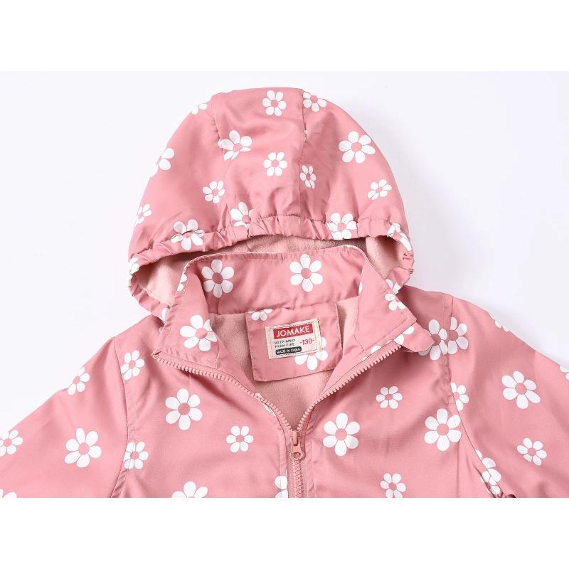 Autumn Girls Jacket Floral Fashion Windbreaker Coat Hooded Zipper Girls Outerwear Gifts Kids Clothes