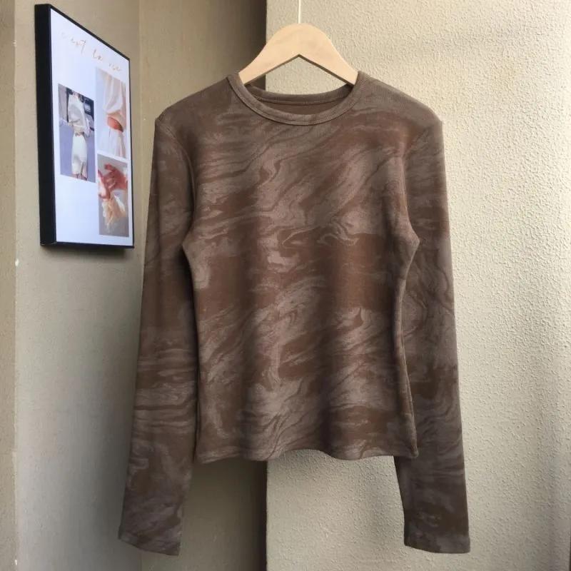 Пуловеры Топы Женские Длинные Рукава Осень Зима Блузка Свободная Рубашка с Длинным Рукавом Приталенные Пуловеры Топы XXXL дубильная кора