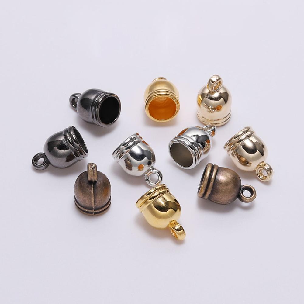 50pcs/lot Necklace End Tips Tassel Caps Leather Cord Crimps End Caps Beads Caps Fastener For DIY Jewelry Making Finding Supplies