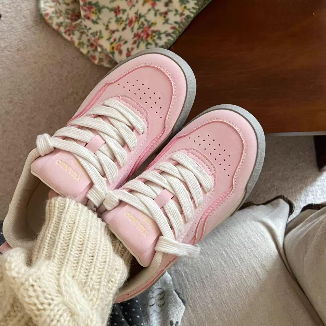 

Платформенные туфли-хлебцы женские нишевые 2025 новая весна анимационная история спорт и отдых кеды универсальные белые туфли 37 розовый