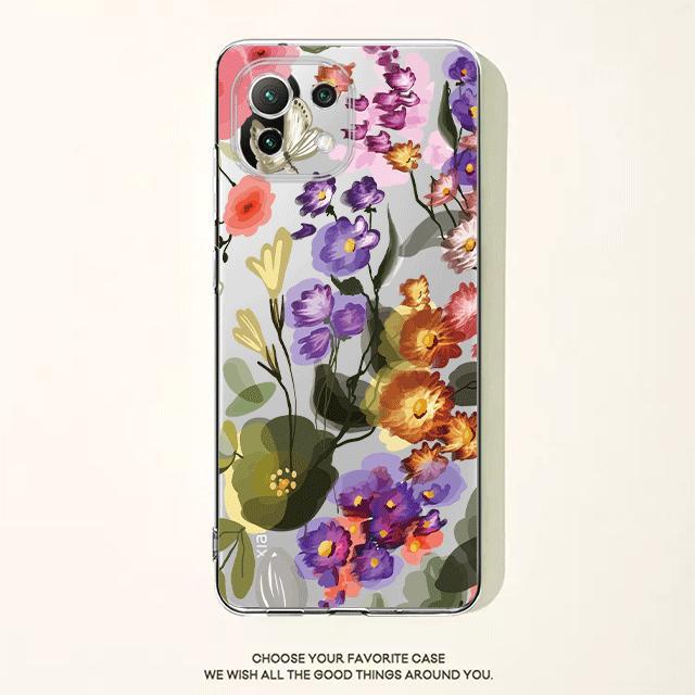 

Прозрачный чехол с красным цветком и цветочным принтом для Xiaomi Poco X3 Nfc X3pro M3 F1 F3 для Mi 11 12 13 11x 12x Pro 11 10 Lite 11t 10t Pro Note 9t Xiaomi Poco M5