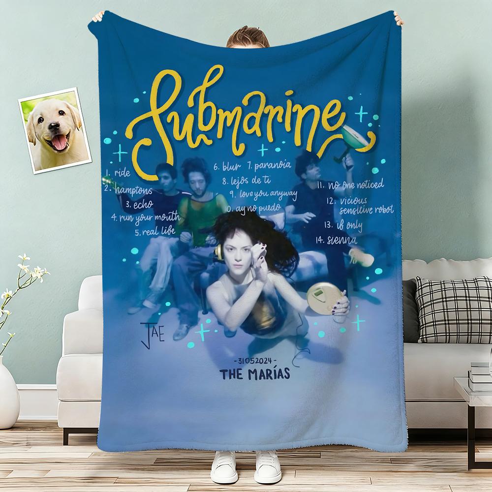 THE MARIAS SUBMARINE band Throw Lightweight 240g Flannel Blanket Soft Skin-friendly for Summer Cooling 75x90cm