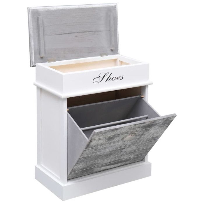VidaXL Shoe Cabinet Grey 50 X 28 X 58 Cm Paulownia Wood