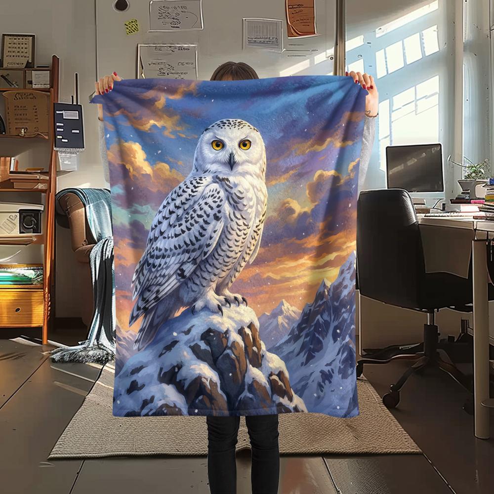 

Snowy Mountain Animals Print Flannel Blanket,High quality Comfortable for All Seasons,Home Decor,Warmth and Comfort,Perfect for Christmas Gifts 80cm x 120cm
