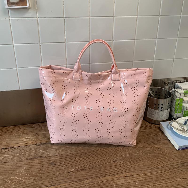 Transparent Pvc Tote Bag Large Capacity Waterproof Floral Pattern Shoulder Bag Lightweight Handbag For Women Work Commut Handbag
